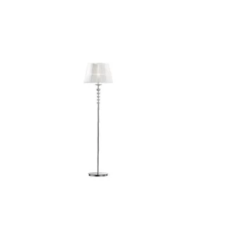 Image of Ideal Lux Pegaso - 1 Light Floor Lamp Chrome, White, Crystal with Organza Shade, E27