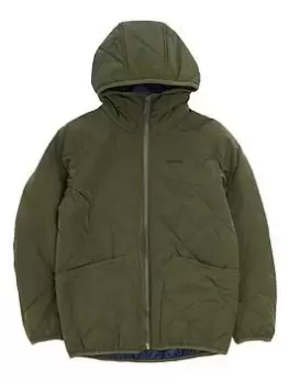 Image of Barbour Boys Hooded Liddesdale Quilt Jacket - Olive Size Age: 10-11 Years