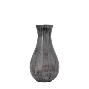 image of Clopton Fluted Vase Antique Grey 23.5cm Grey