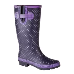 image of Stormwells Womens/Ladies Polka Dot Wellington Boots (3 UK) (Mauve Polka Dot/Navy)