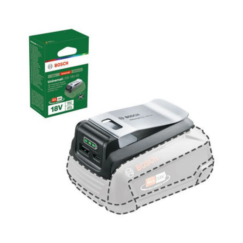 Image of Bosch UNIVERSALUSB 18V-45 18v P4A USB Powerbank Adaptor for PowerForAll Batteries UNIVERSALUSB 18V-45