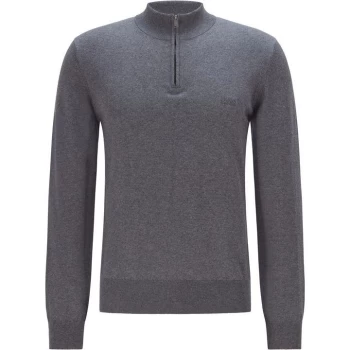 image of Boss Padro quarter Zip Knit Sweater - Grey