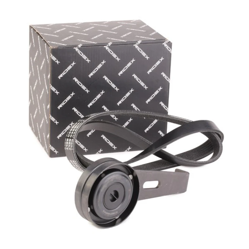 Image of RIDEX 542R0381 V-ribbed belt set Check alternator freewheel clutch & replace if necessary V-Ribbed Belt Set (542)