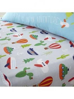 Image of Catherine Lansfield Animal Adventures Single Fitted Sheet, Blue