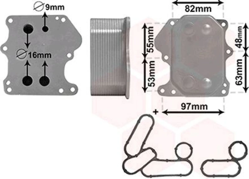 Image of VAN WEZEL Engine oil cooler VAN WEZEL 18003625