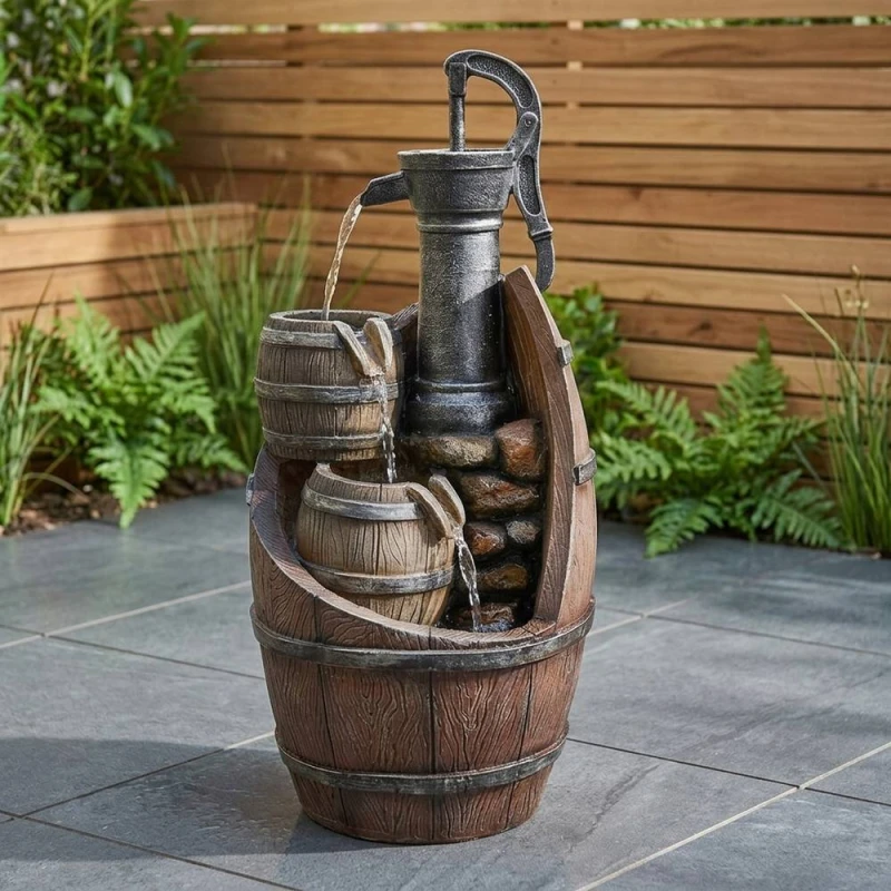 Image of Garden Greatness Whisky Barrels Cascading Garden Water Feature