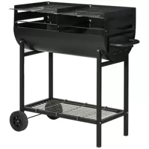 Outsunny Trolley Charcoal BBQ with Wheels - Black