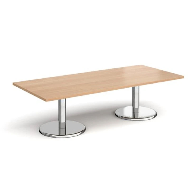 Image of Pisa Pisa rectangular coffee table with round chrome bases 1800mm x 800mm - beech Beech PCR1800-B
