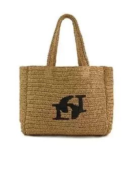 image of Dune London Drifting Woven Raffia Beach Tote - Natural Raffia