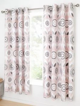 Image of Catherine Lansfield Annika Retro Bloom Eyelet Curtains - Blush Pink