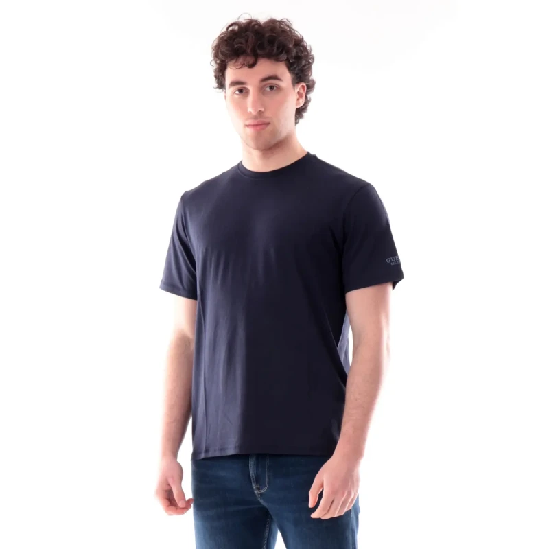 Image of Guess T-Shirt Guess Arm Logo Script Bleu Male S