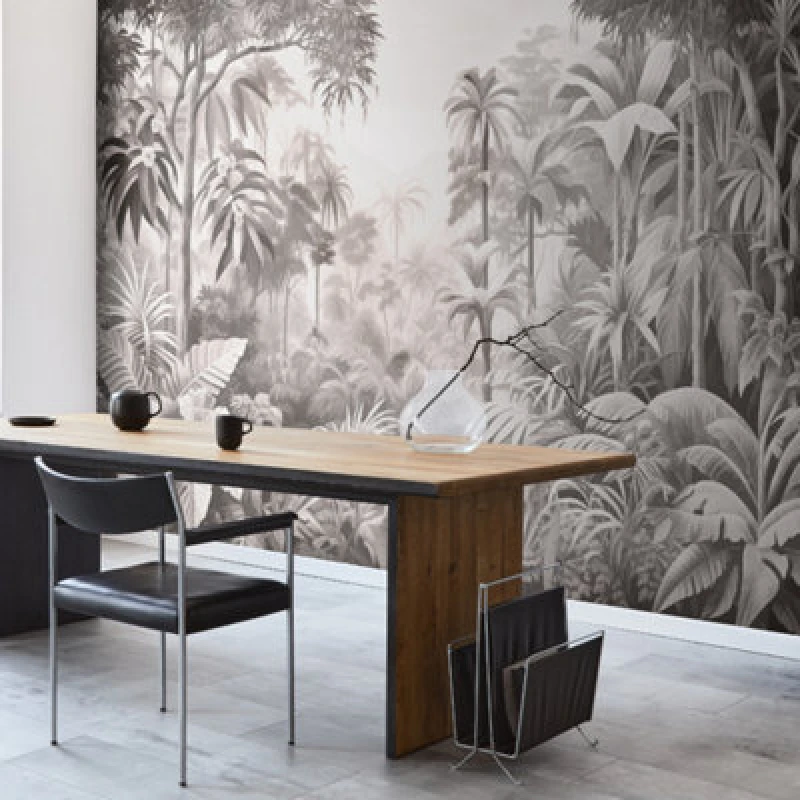 Image of Origin Murals Jungle Trees - Black And White Matt Smooth Paste The Wall Mural 350Cm Wide X 280Cm High