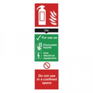 image of Blick Safety Sign Carbon Dioxide Fire Extinguisher 280x90mm Self-Adhesive F2