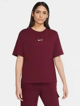 Image of Nike Nsw Essential Tee, Burgundy, Size XL, Women