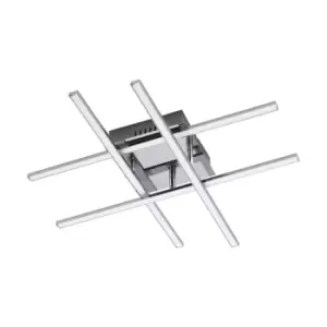Image of Flush Ceiling Light Colour Chrome Shade White Plastic Bulb LED 24W Included
