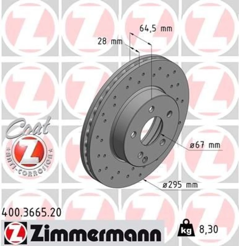 Image of ZIMMERMANN Brake disc ZIMMERMANN 400.3665.20