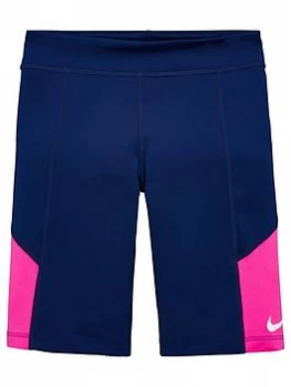 image of Nike Older Girls Trophy Cycling Running Shorts - Blue/Pink