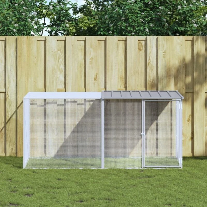 Image of VIDAXL Chicken Cage with Roof Light Grey 203x98x90cm Galvanised Steel Vidaxl 8720845916596