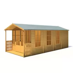 Image of Shire Delmora 8 x 18ft Summerhouse Including Verandah - Garden & Outdoor