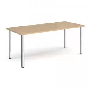 Image of Rectangular chrome radial leg meeting table 1800mm x 800mm - kendal
