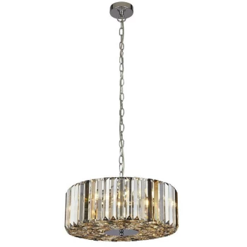 Image of Searchlight Lighting - Searchlight Chapeau 4 Light Chrome Pendant / Semi Flush, Amber, Smoke And Clear Glass Crystals