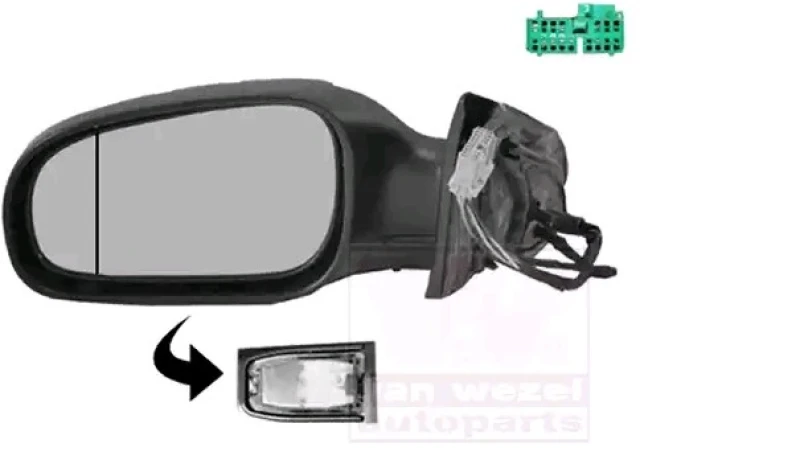 Image of VAN WEZEL 5960807 Wing mirror * HAGUS * Left, Heatable, primed Outside Mirror (50)