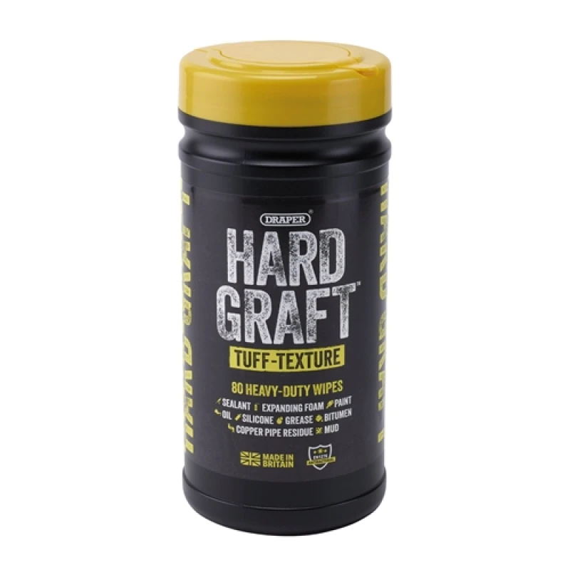 Image of Draper Hard Graft Multipurpose Tuff-Texture Wipes (Tub of 80) 12436
