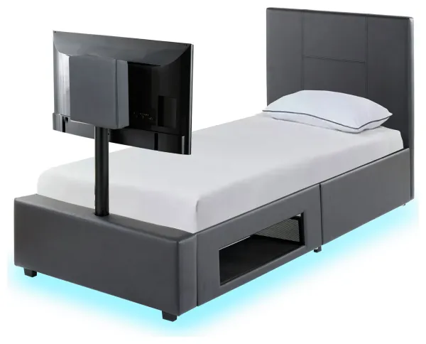 Image of X Rocker Living Ava Single TV and Gaming Bed Frame - Grey