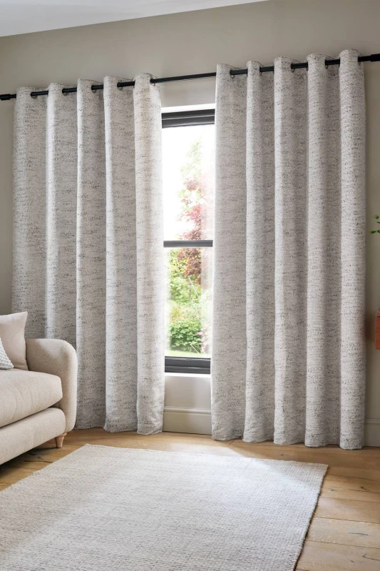 Image of Catherine Lansfield 'Chunky Boucle' Lined Eyelet Curtains in Cream Size: 229cm width x 229cm drop Cream Unisex 229cm width x 229cm drop