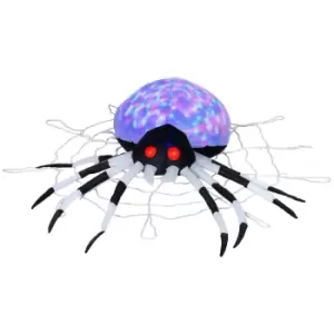 image of HOMCOM 5FT Long Halloween Inflatable Spider, Hanging Giant Spider with Colourful LED Light, Blow-Up Outdoor LED Garden Display for Lawn, Party