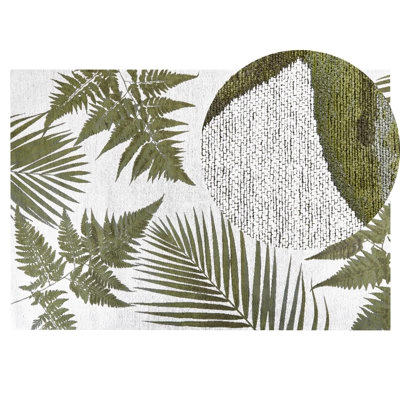 Image of Beliani Rug Barzah Green 140 X 200 Cm Cotton