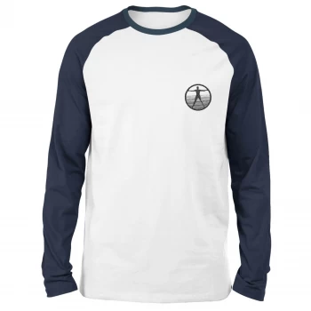 image of Westworld Logo Embroidered Unisex Long Sleeved Raglan T-Shirt - White/Navy - L