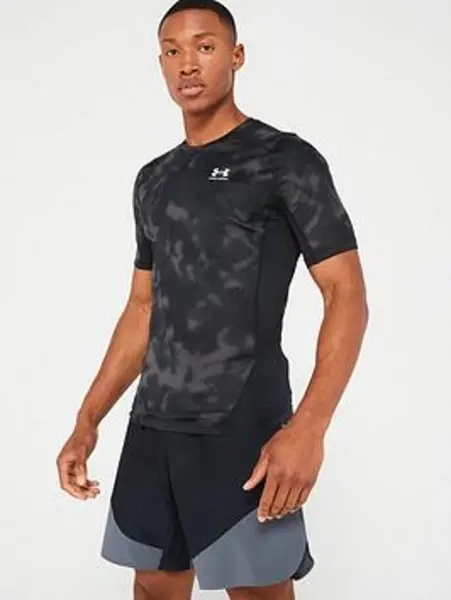 Image of Under Armour Mens Training HeatGear® Armour Printed T-Shirt - Black/White Size M Men