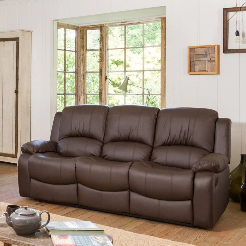 Image of Artemis Home Glendale 3 Seat Manual Recliner Sofa in Brown Brown Unisex