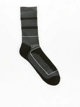 image of Regatta Samaris 3 Season Socks - Black/Grey, Size 6-8, Men