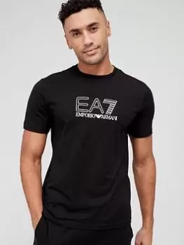 image of EA7 Emporio Armani Visibility Logo T-Shirt - Black, Size S, Men