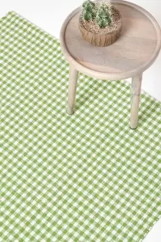Image of Cotton Gingham Check Rug Hand Woven