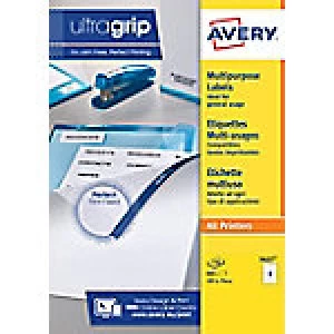 image of AVERY Multipurpose Labels 3427 UltraGrip White Self Adhesive A4 105 x 74mm 800 pieces