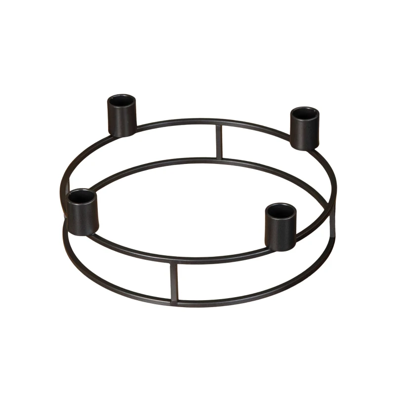 Image of 25cm Black Metal Taper Candle Ring Holder