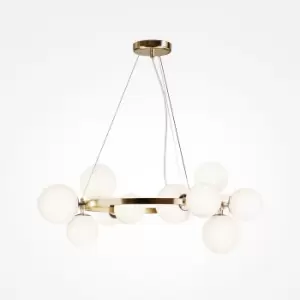 image of Maytoni Dallas Modern 1 Globe Pendant Ceiling Light Gold, Matte White Shade, G9