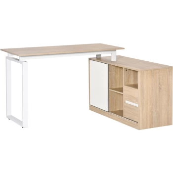 Image of Homcom - L-Shaped Home Office Desk w/ Shelf, Drawer, Corner Table Workstation
