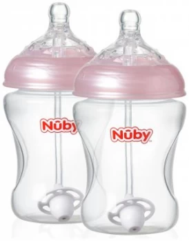 image of Nubys Natural Touch 360 Anti Colic Bottles 2 Pack Girl