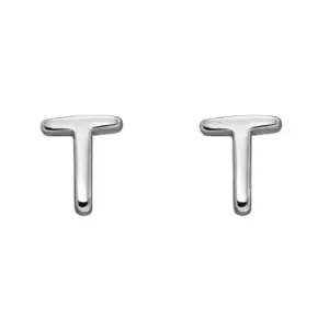 Image of Sterling Silver Alphabet Letter T Stud Earrings