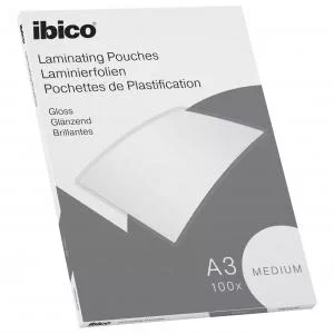 image of Ibico Basics Medium A3 Laminating Pouches Crystal clear Pack 100