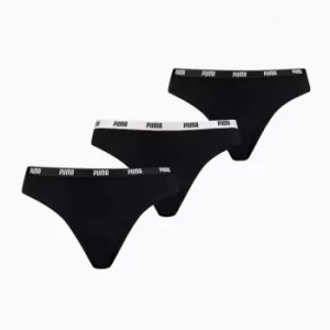 Image of PUMA Womens String 3 Pack, Black, size X Large, Clothing