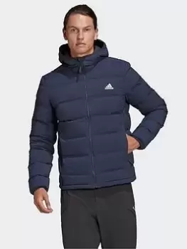 Image of adidas Helionic Stretch Hooded Down Jacket, Green Size XL Men