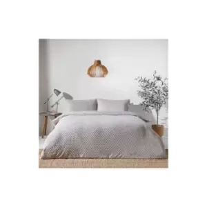 Image of The Linen Yard Tufted Polka Dot Duvet Cover Set (Double) (Stone) - Stone