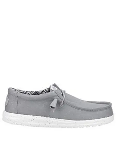 Image of Heydude Wally Canvas Lace Up Shoe - Grey Grey W0NV3 Male 7,8,9,10,11,12