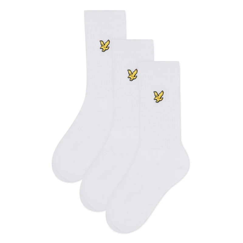 Image of Lyle and Scott 3 Pack Crew Socks Juniors - White White 11 - 12 Years