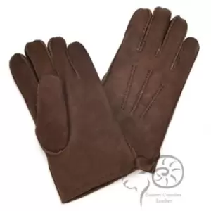 image of Eastern Counties Leather Mens 3 Point Stitch Sheepskin Gloves (L) (Coffee)